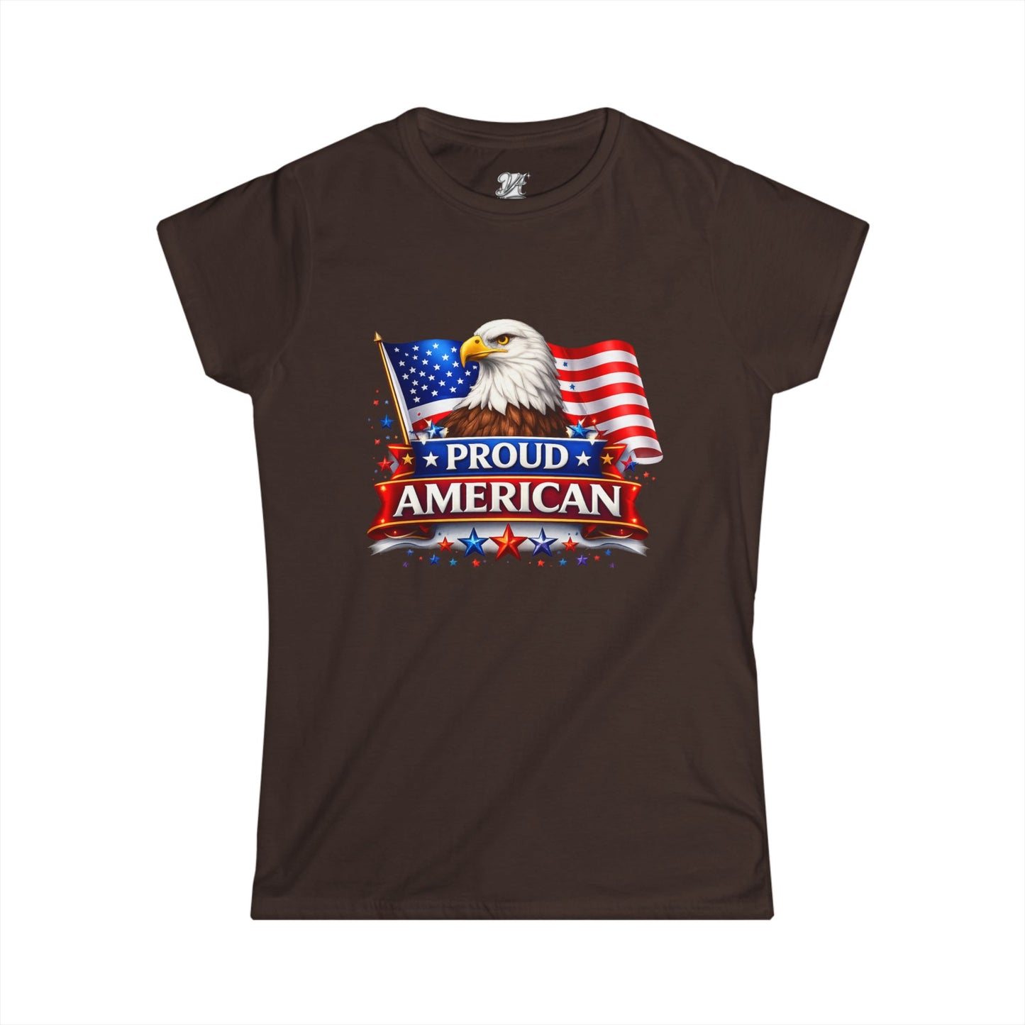 Women's Tee — Proud American — Bald Eagle & Flag Patriotic T-Shirt
