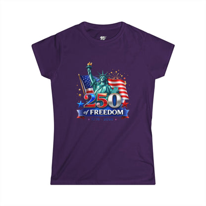 Women's Tee — 250 Years of Freedom — Statue of Liberty & American Flag 1776–2026