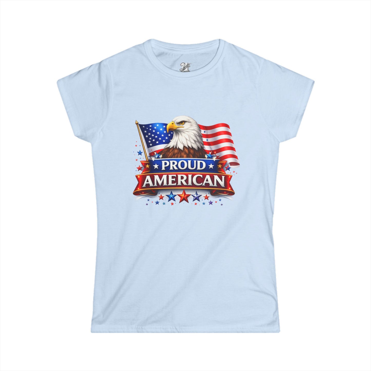 Women's Tee — Proud American — Bald Eagle & Flag Patriotic T-Shirt