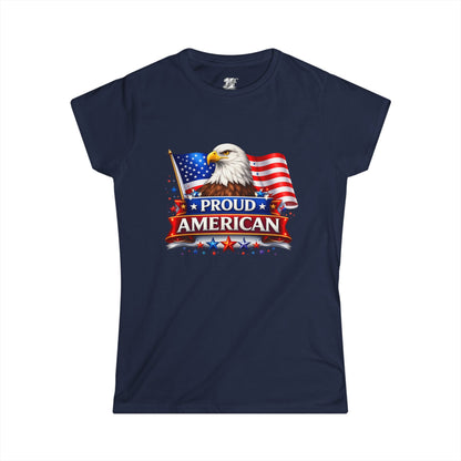 Women's Tee — Proud American — Bald Eagle & Flag Patriotic T-Shirt
