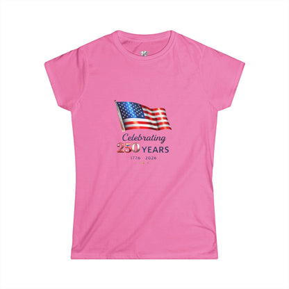Women's Tee - USA Flag "Celebrating 250 Years"  1776–2026 Patriotic Independence Day Shirt