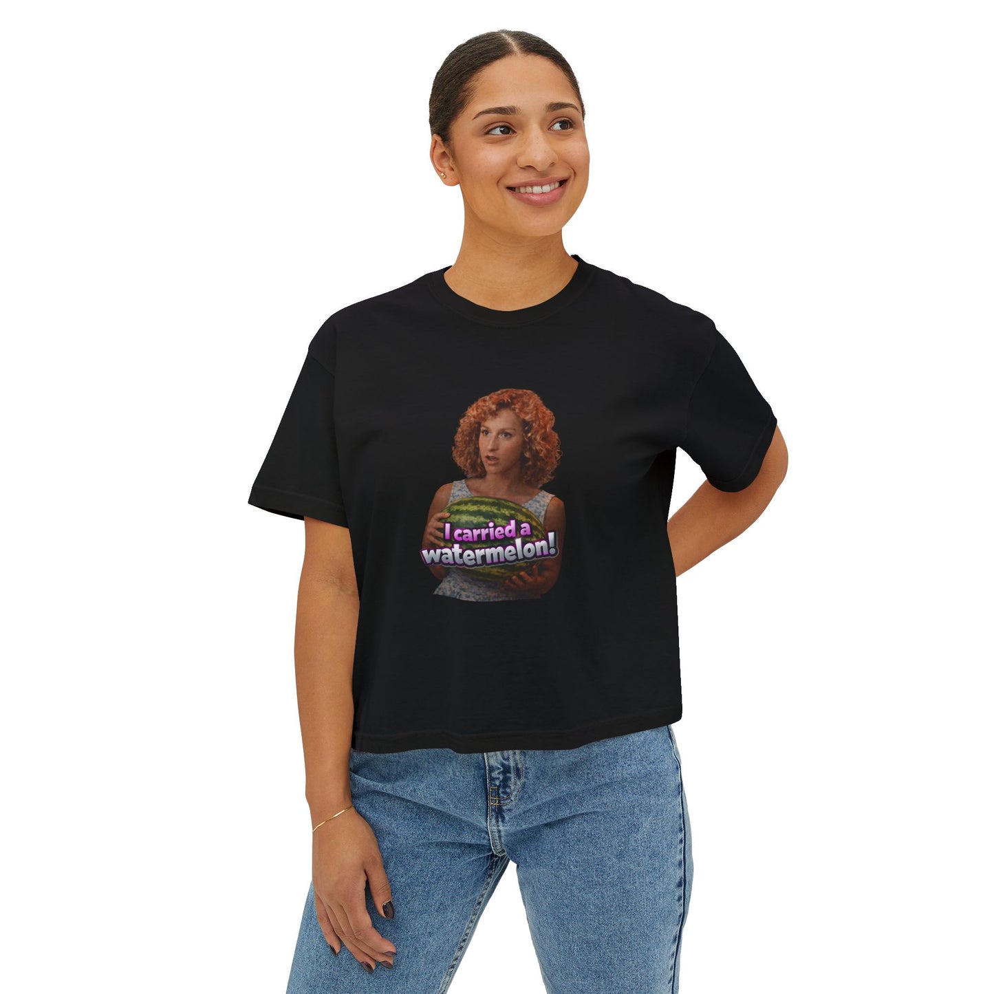 Women's Boxy Tee — I Carried a Watermelon Funny Graphic Crop Shirt