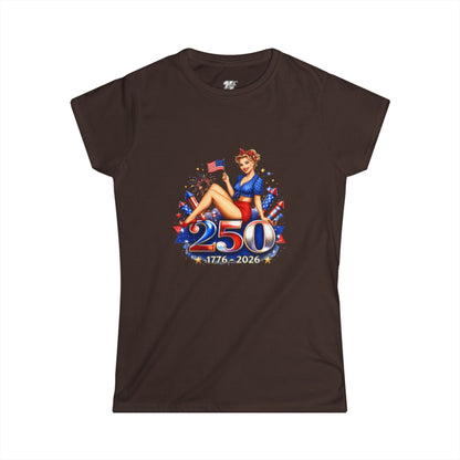 Women's Tee — 250th Anniversary Pinup Tee - 1776-2026 Patriotic Fourth of July Shirt