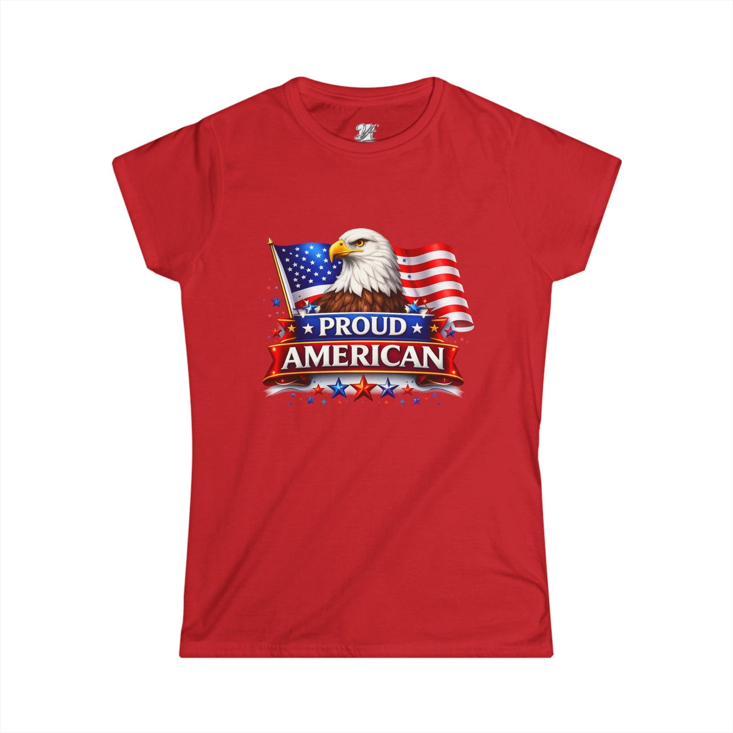 Women's Tee — Proud American — Bald Eagle & Flag Patriotic T-Shirt