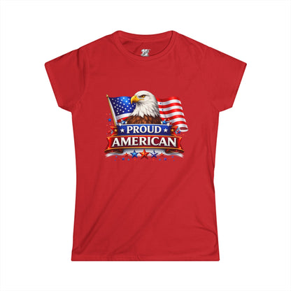 Women's Tee — Proud American — Bald Eagle & Flag Patriotic T-Shirt