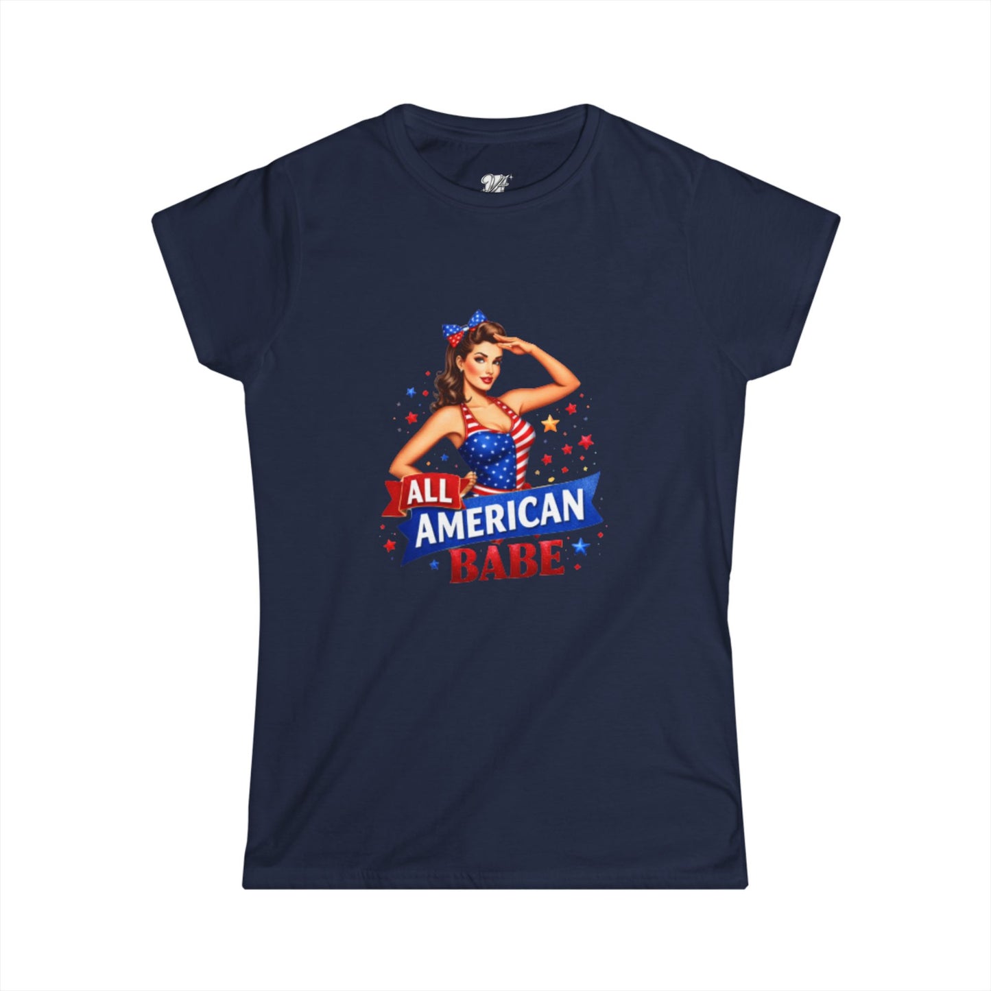 Women's Tee — All American Babe Tee - Patriotic Pinup T-Shirt (4th of July)