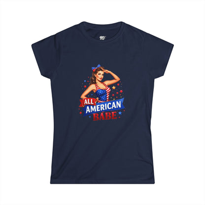 Women's Tee — All American Babe Tee - Patriotic Pinup T-Shirt (4th of July)