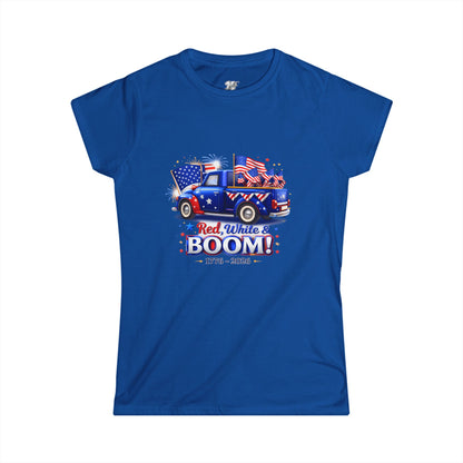 Women's Tee — Red White & Boom! Patriotic 1776-2026 Fourth of July Truck Design