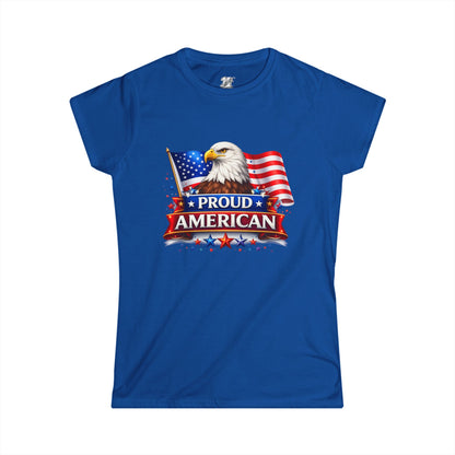 Women's Tee — Proud American — Bald Eagle & Flag Patriotic T-Shirt