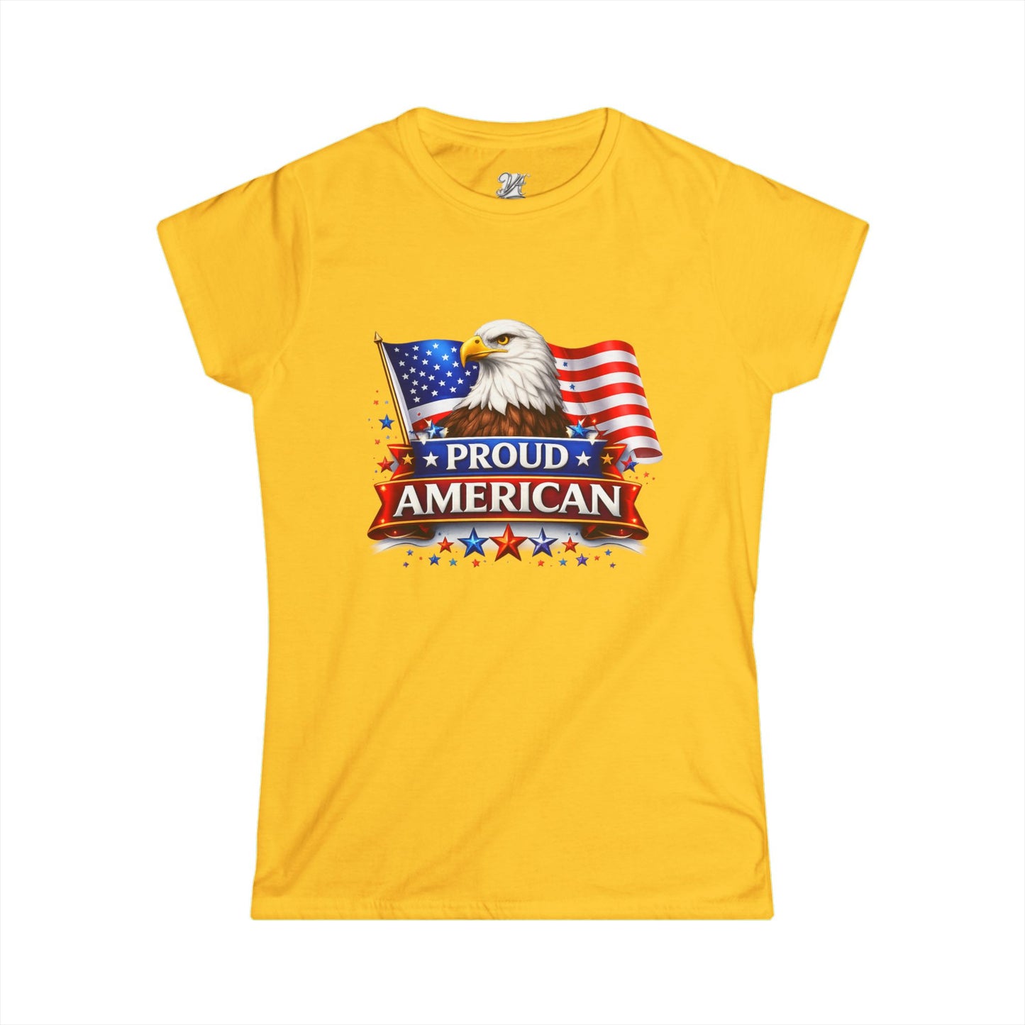 Women's Tee — Proud American — Bald Eagle & Flag Patriotic T-Shirt