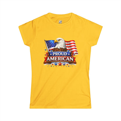 Women's Tee — Proud American — Bald Eagle & Flag Patriotic T-Shirt