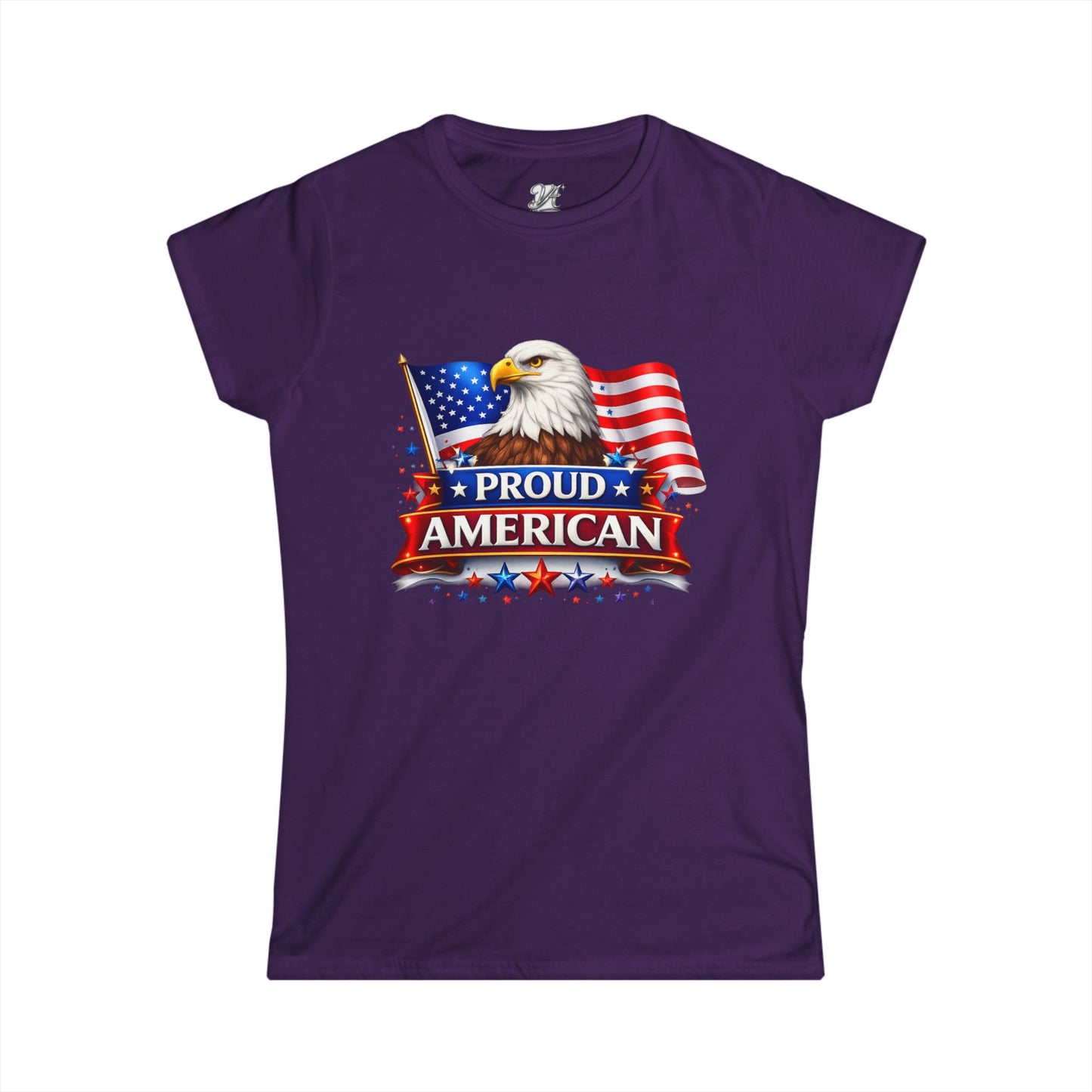 Women's Tee — Proud American — Bald Eagle & Flag Patriotic T-Shirt