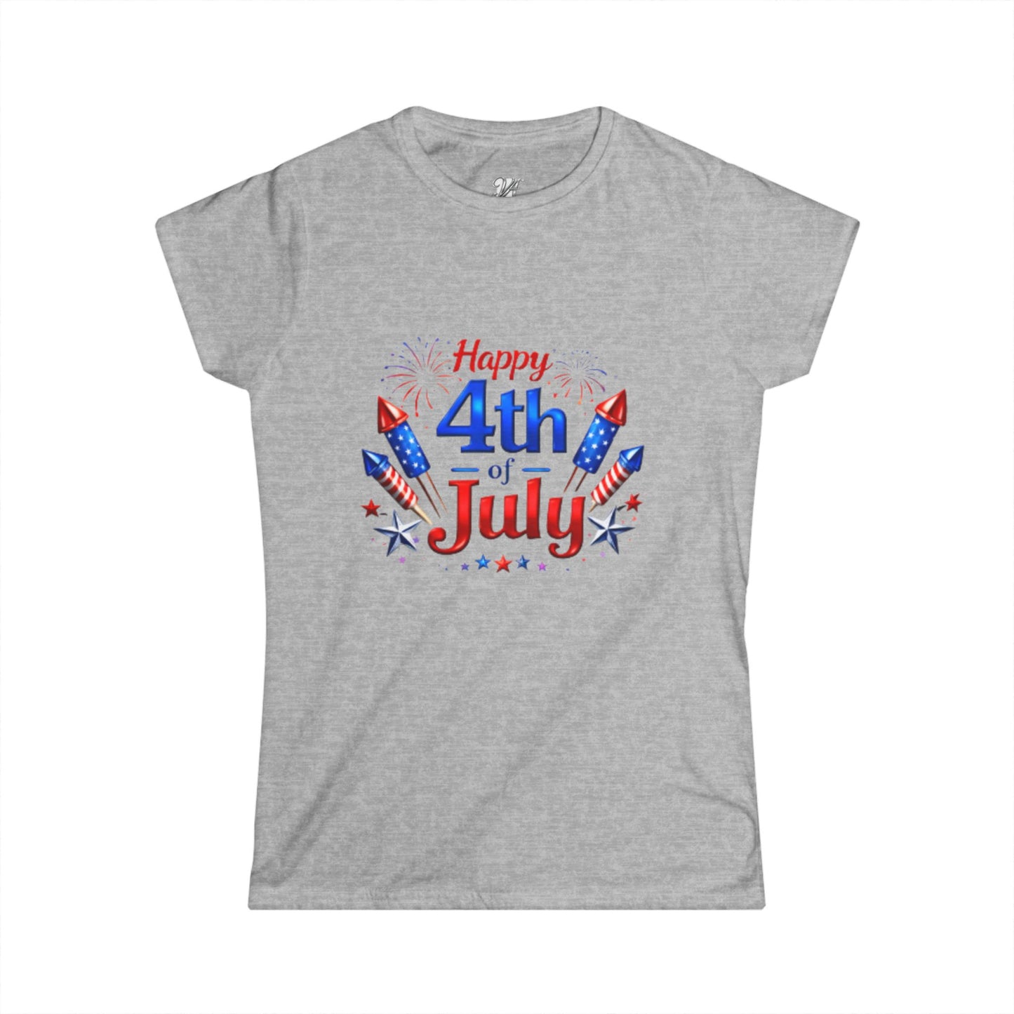 Women's Tee — "Happy 4th of July" Patriotic Fireworks T-Shirt