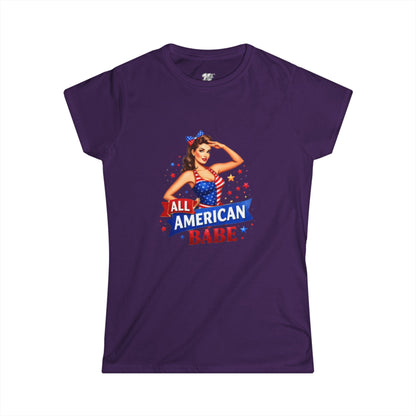 Women's Tee — All American Babe Tee - Patriotic Pinup T-Shirt (4th of July)