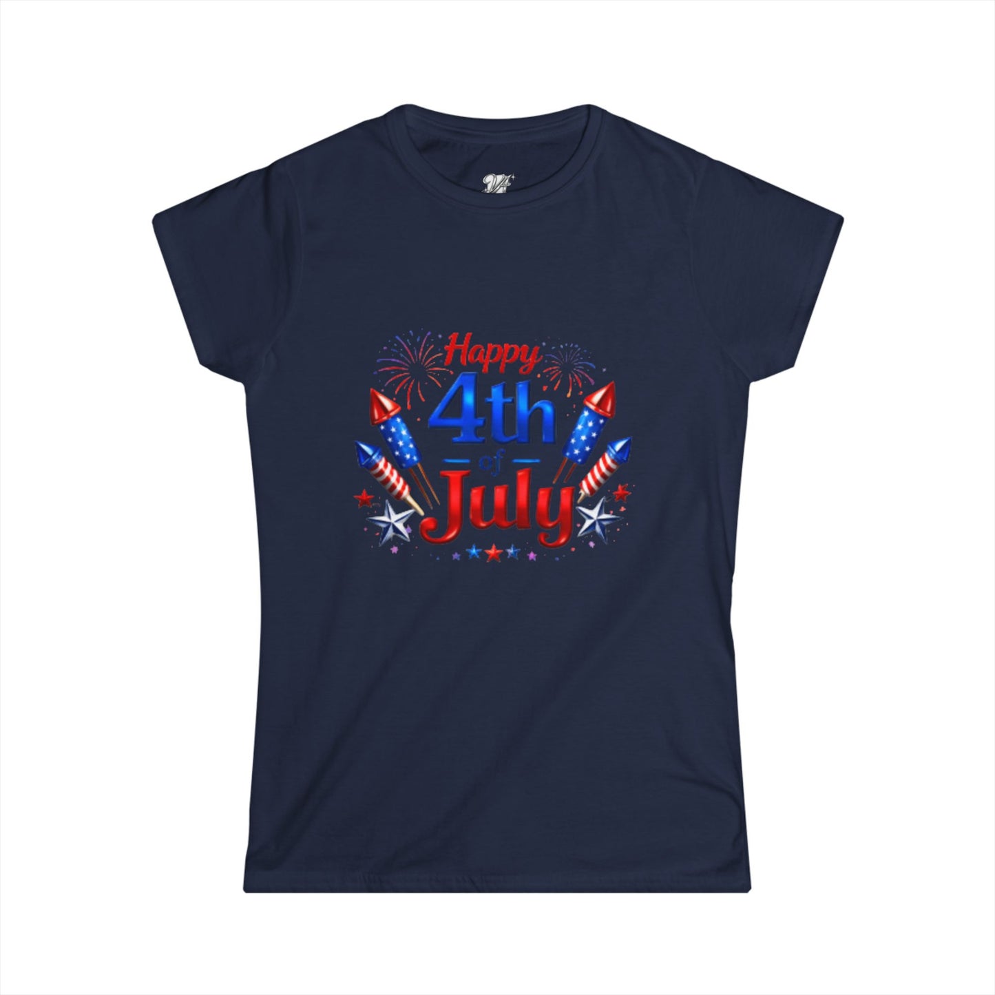 Women's Tee — "Happy 4th of July" Patriotic Fireworks T-Shirt
