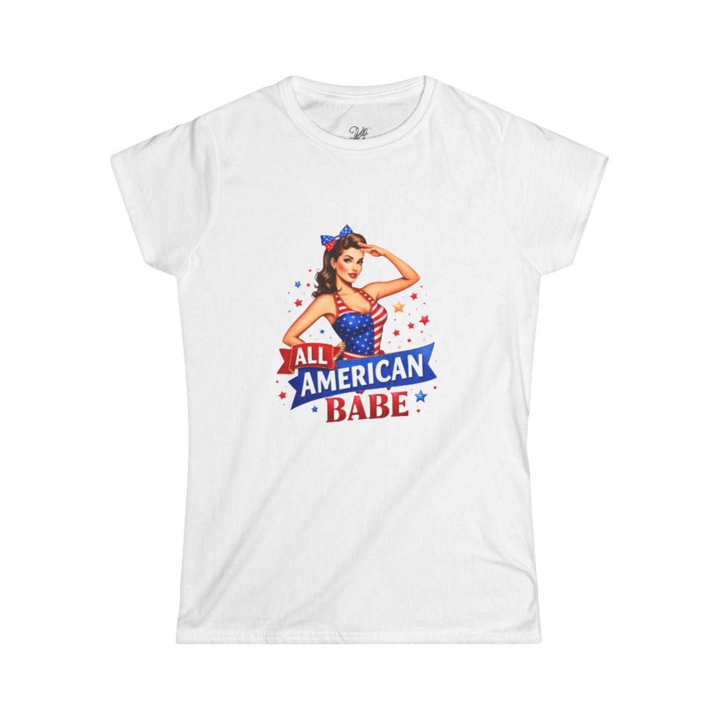 Women's Tee — All American Babe Tee - Patriotic Pinup T-Shirt (4th of July)