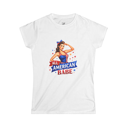 Women's Tee — All American Babe Tee - Patriotic Pinup T-Shirt (4th of July)
