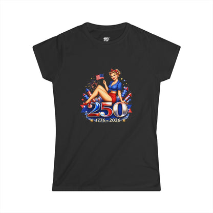Women's Tee — 250th Anniversary Pinup Tee - 1776-2026 Patriotic Fourth of July Shirt