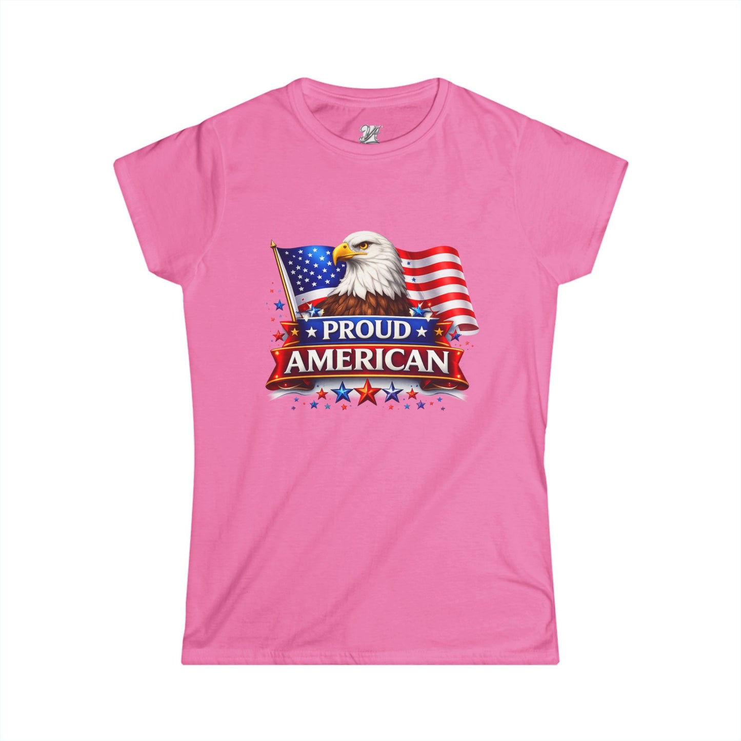 Women's Tee — Proud American — Bald Eagle & Flag Patriotic T-Shirt