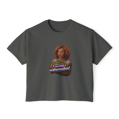 Women's Boxy Tee — I Carried a Watermelon Funny Graphic Crop Shirt