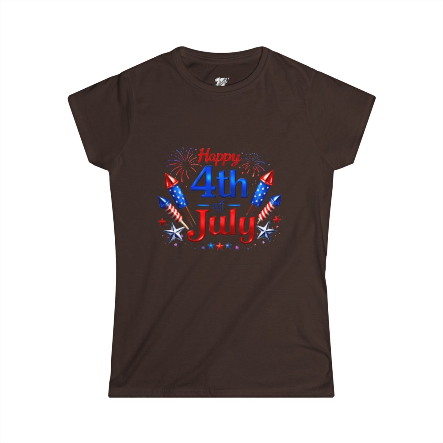Women's Tee — "Happy 4th of July" Patriotic Fireworks T-Shirt