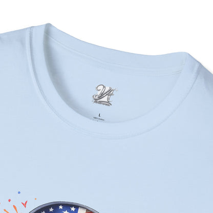 Unisex — Men's and Women's — Kick-Ass USA Skull T-Shirt — Patriotic American Flag Military Helmet Tee