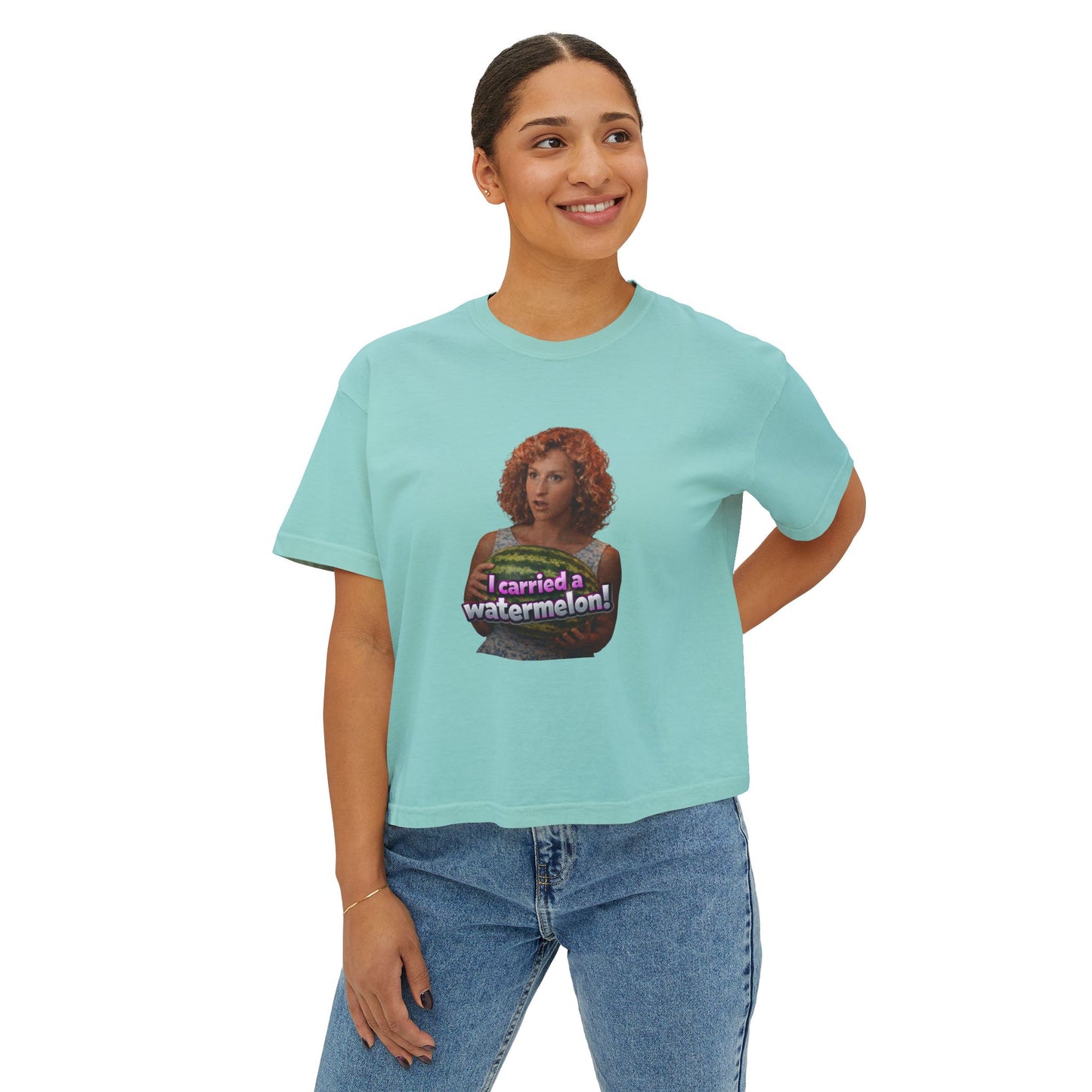 Women's Boxy Tee — I Carried a Watermelon Funny Graphic Crop Shirt