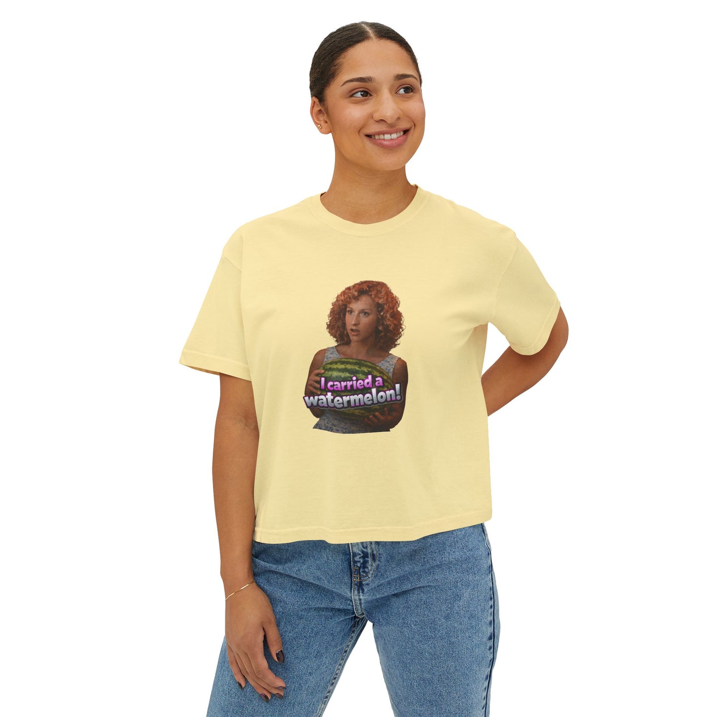 Women's Boxy Tee — I Carried a Watermelon Funny Graphic Crop Shirt