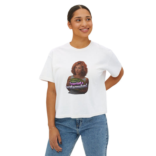 Women's Boxy Tee — I Carried a Watermelon Funny Graphic Crop Shirt