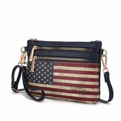 Alisson Vegan Leather Women's FLAG Crossbody/Wristlet Bag