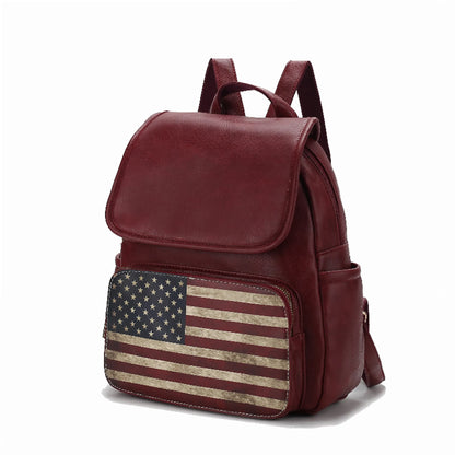 Regina Printed Flag Vegan Leather Women's Backpack