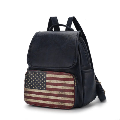 Regina Printed Flag Vegan Leather Women's Backpack
