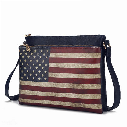 Madeline Printed Flag Vegan Leather Women's Crossbody Bag