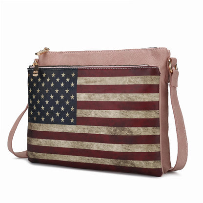 Madeline Printed Flag Vegan Leather Women's Crossbody Bag