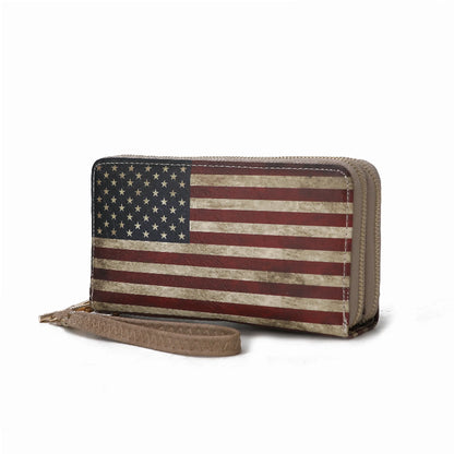 Uriel Vegan Leather Women's FLAG Wristlet Wallet