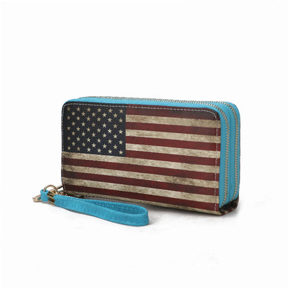 Uriel Vegan Leather Women's FLAG Wristlet Wallet
