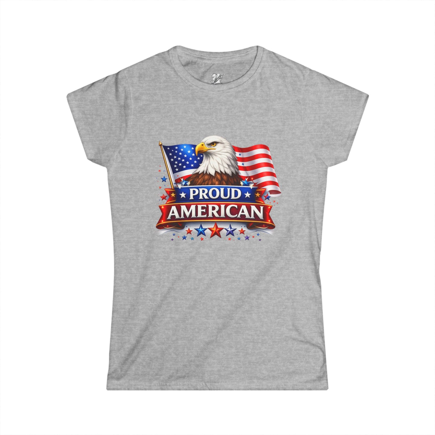 Women's Tee — Proud American — Bald Eagle & Flag Patriotic T-Shirt
