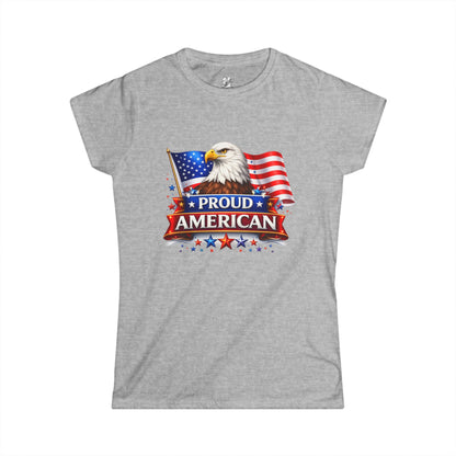 Women's Tee — Proud American — Bald Eagle & Flag Patriotic T-Shirt