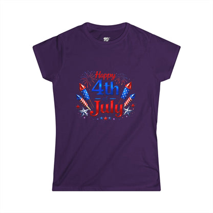 Women's Tee — "Happy 4th of July" Patriotic Fireworks T-Shirt