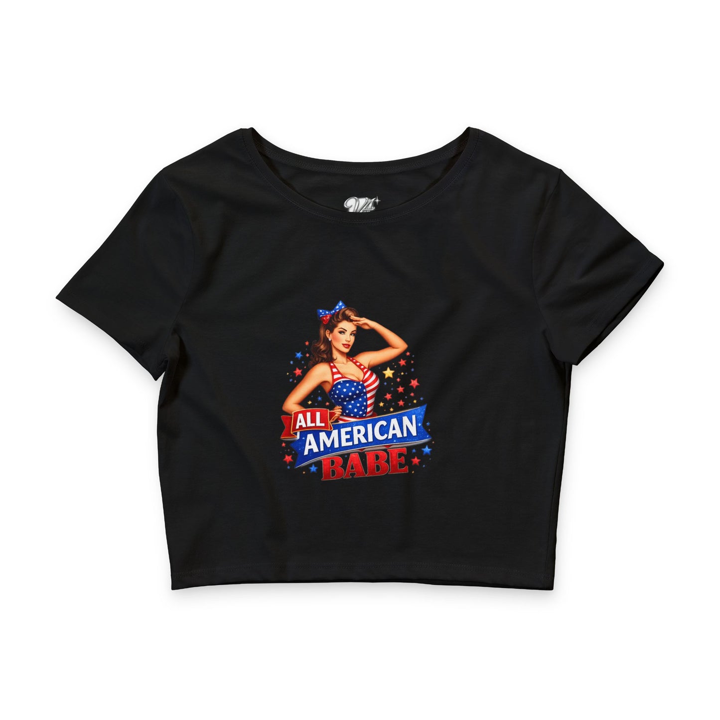 Women’s Crop Top — All American Babe Crop Tee — Patriotic 4th of July