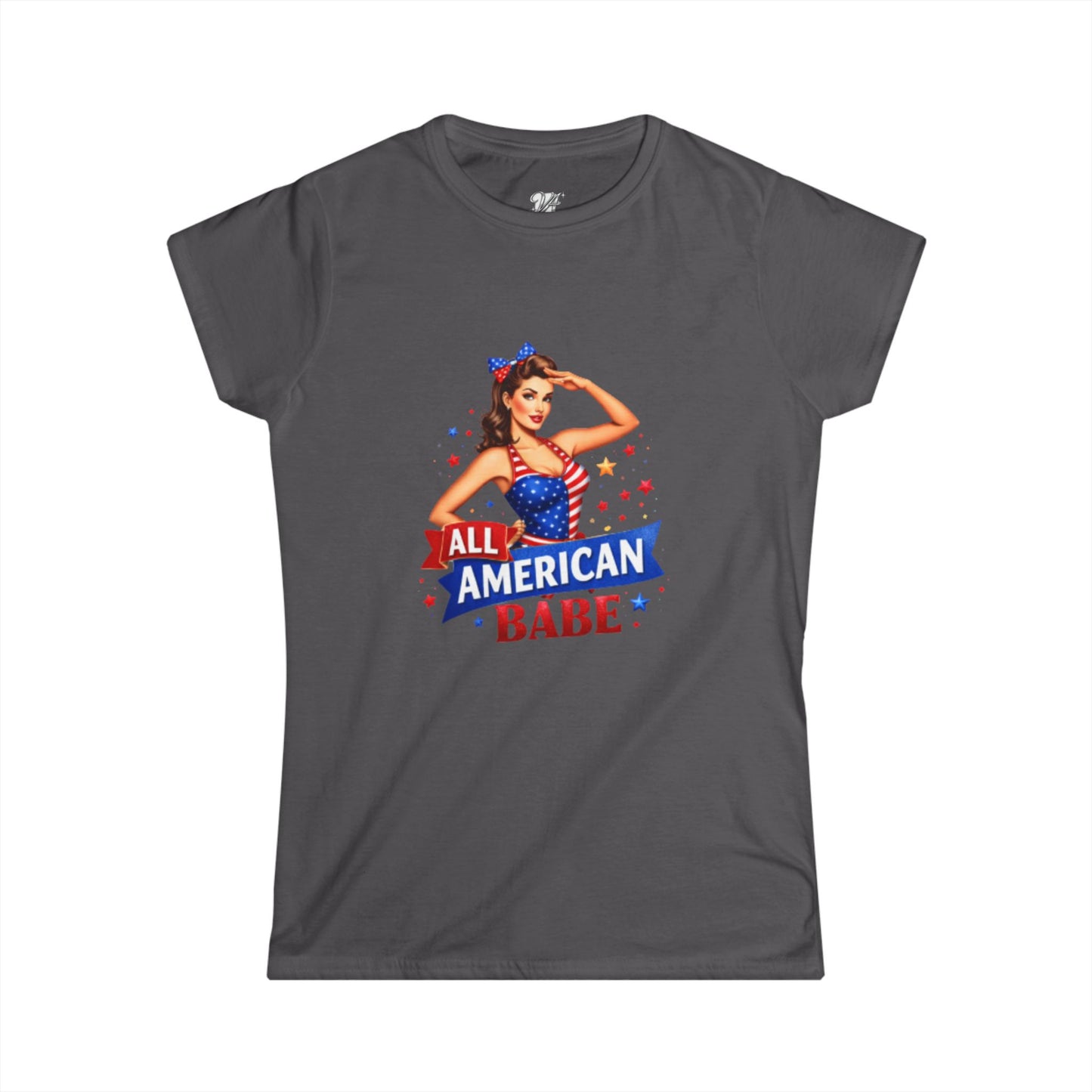 Women's Tee — All American Babe Tee - Patriotic Pinup T-Shirt (4th of July)