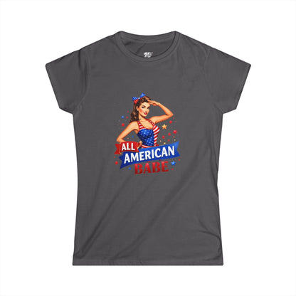 Women's Tee — All American Babe Tee - Patriotic Pinup T-Shirt (4th of July)