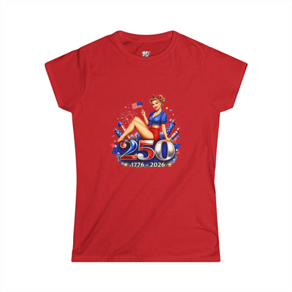 Women's Tee — 250th Anniversary Pinup Tee - 1776-2026 Patriotic Fourth of July Shirt