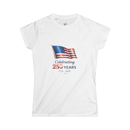 Women's Tee - USA Flag "Celebrating 250 Years"  1776–2026 Patriotic Independence Day Shirt
