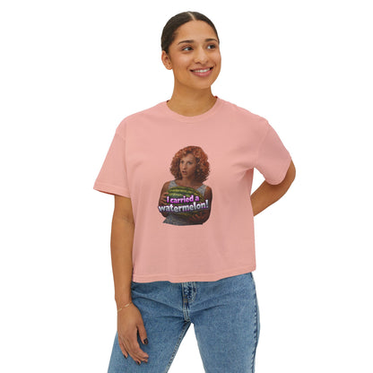 Women's Boxy Tee — I Carried a Watermelon Funny Graphic Crop Shirt