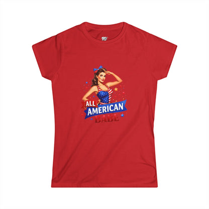 Women's Tee — All American Babe Tee - Patriotic Pinup T-Shirt (4th of July)