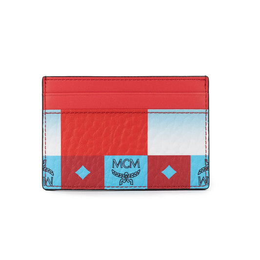 MCM Aren Mini Checkerboard Leather Card Case Wallet