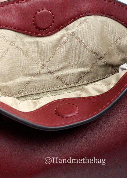 Michael Kors Gabby Dark Cherry Foldover Hobo Crossbody Bag
