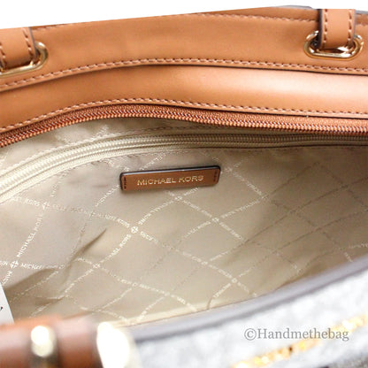 Michael Kors Jet Set Vanilla PVC Double Pocket Tote