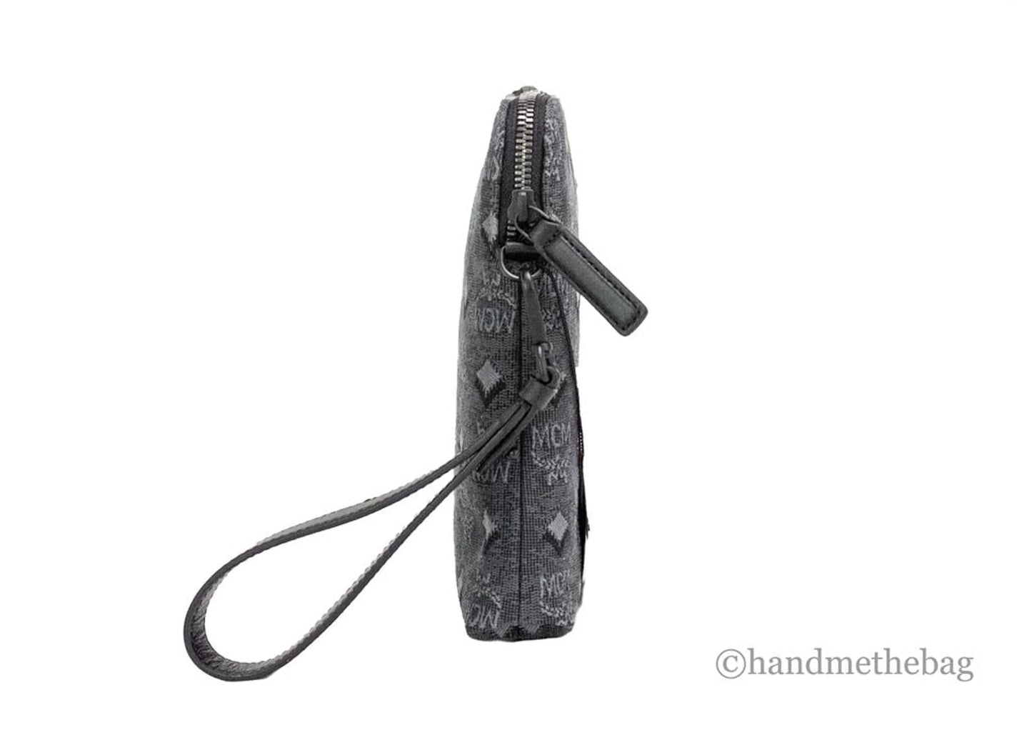 MCM Veritas Medium Dark Grey Denim Monogram Clutch Pouch